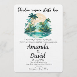 Elegant Seaside Beach Wedding Invitation Inbjudningar