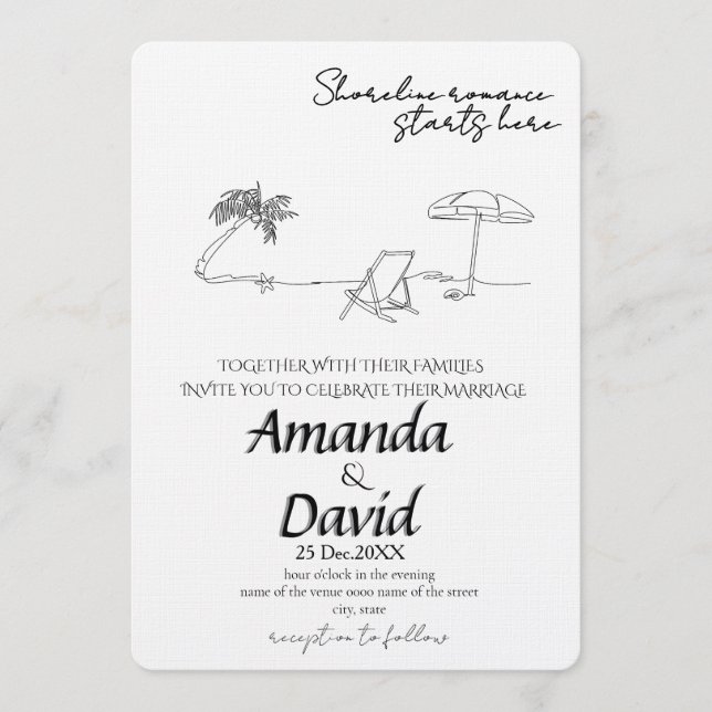 Elegant Seaside Beach Wedding Invitation Inbjudningar (Framsida)