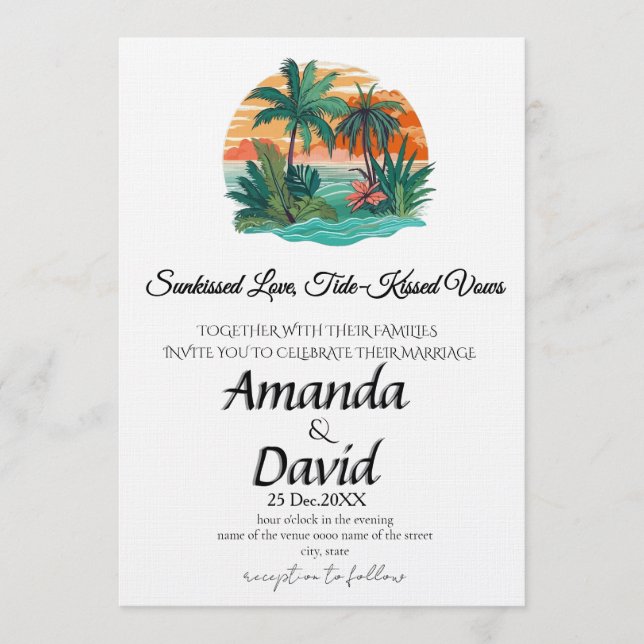 Elegant Seaside Beach Wedding Invitation Inbjudningar (Framsida)