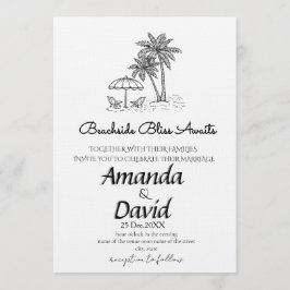 Elegant Seaside Beach Wedding Invitation Inbjudningar