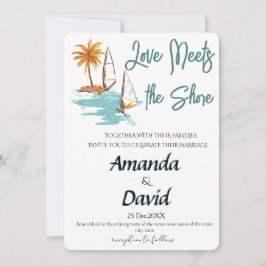 Elegant Seaside Beach Wedding Invitation Julkort