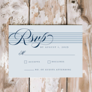 Elegant Seaside Coastal Blue Rand Bröllop OSA Kort