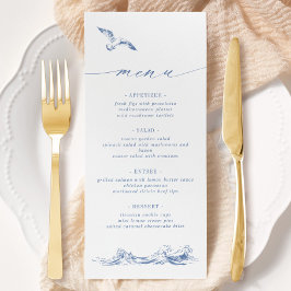 Elegant Seaside Coastal Chic Blue Wedding Meny
