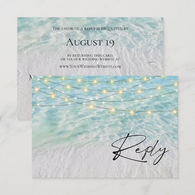 Elegant Seaside String Ljus Beach-webbplats OSA Kort (Fram/baksida)