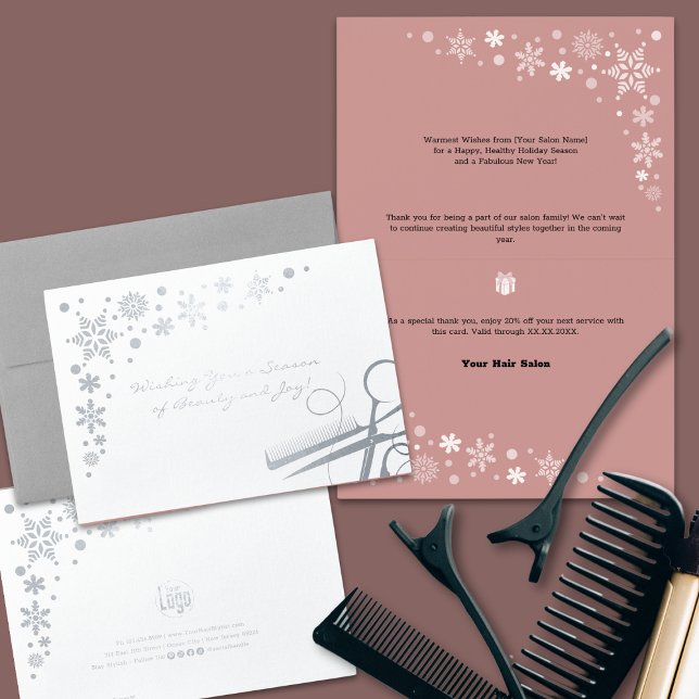 Elegant Season of Beauty and Joy Business Helgdag Folierat Kort (Elegant Season of Beauty and Joy Business Holiday Foil Card)