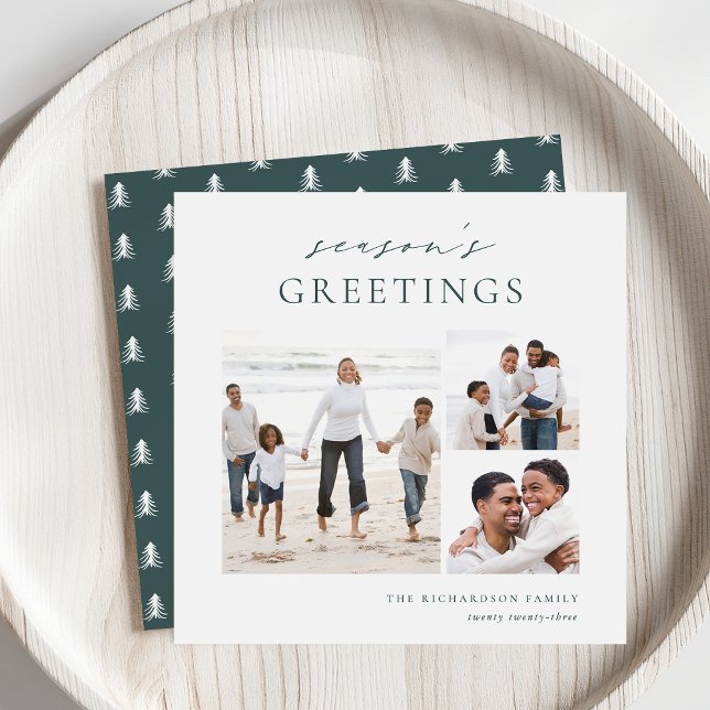 Elegant Season's Greetings Photo Collage jul Julkort (Skapare uppladdad)