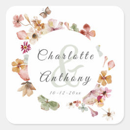 Elegant Secret Garden Delicate Blommigt Bröllop Fyrkantigt Klistermärke