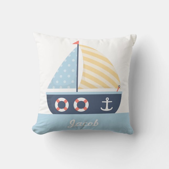 Elegant segelbåt Marin tema Pojkrumsdekor Kudde (Framsida)