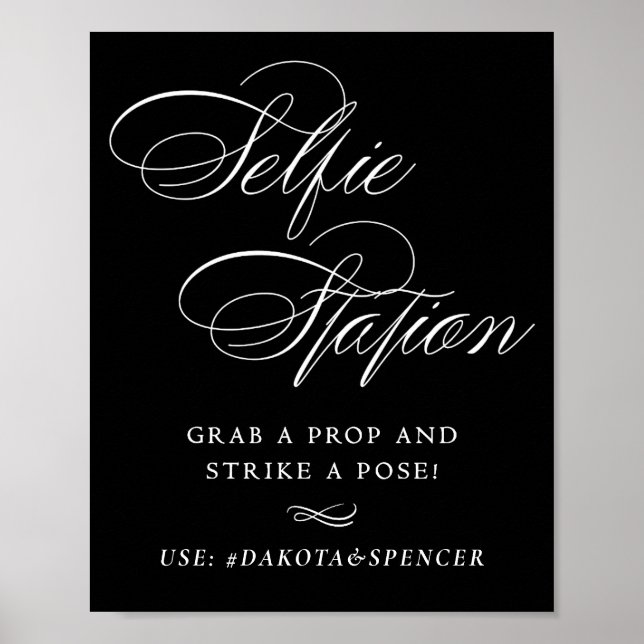Elegant Selfie Station White-skript | Social Media Poster (Framsidan)