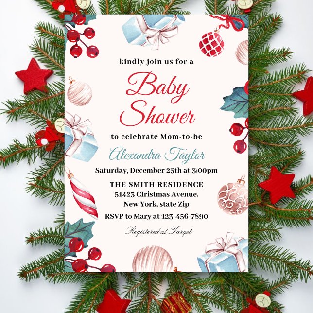 Elegant Semester Vinter Jul Bebis Shower Inbjudningar (Skapare uppladdad)