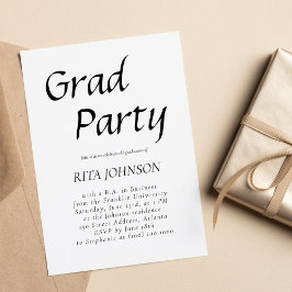 Elegant Senior Grad Party Black White Studenten Inbjudningar
