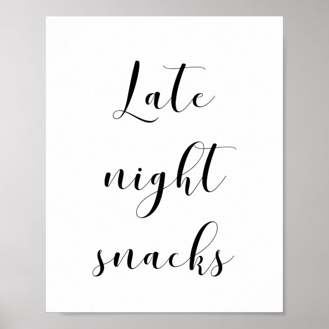 Elegant Sent Nattsnacks bröllop-tecken Poster (Framsidan)