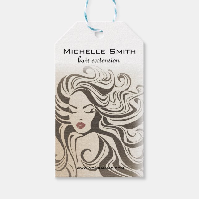 Elegant Sepia Chic Vågigt Hairstyle Hair Extension Presentetikett (Framsidan)