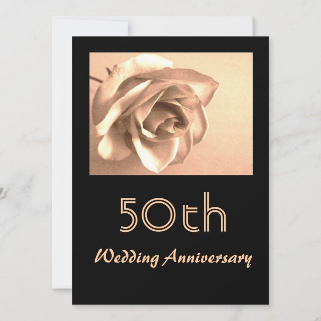 Elegant Sepia Ros 50-års Bröllopsjubileum Inbjudan (Framsida)