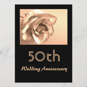 Elegant Sepia Ros 50-års Bröllopsjubileum Inbjudan