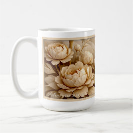 Elegant Sepia Rosengårdsblomma Konst Kaffemugg