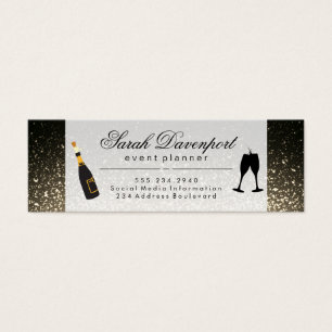 Elegant Sepia Shimmer Champagne Cheers Litet Visitkort