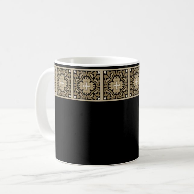 Elegant Sepia Spansk Kakel Kaffemugg (Framsida vänster)