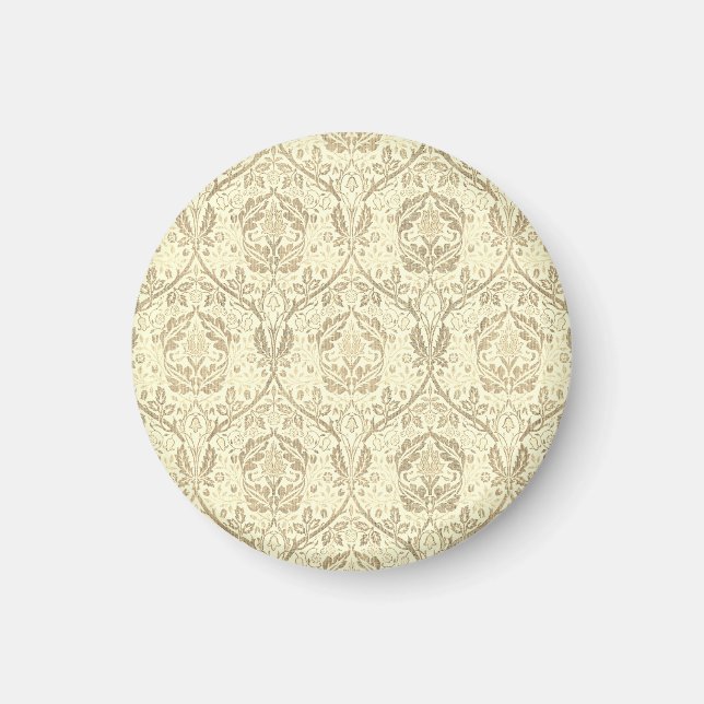 Elegant Sepia Tan-Blommönstret Magnet (Framsidan)