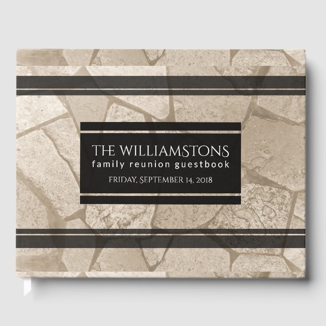 Elegant Sepia Toned Cracks Stones Gästböcker (Framsida)