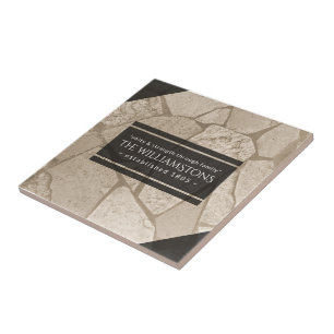 Elegant Sepia Toned Cracks Stones Kakelplatta