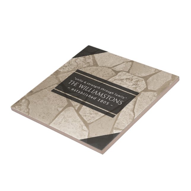 Elegant Sepia Toned Cracks Stones Kakelplatta (Sidan)