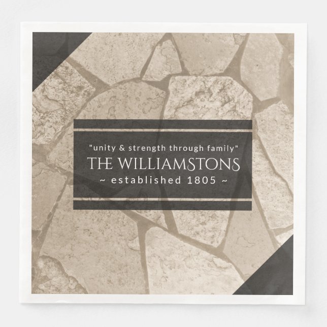 Elegant Sepia Toned Cracks Stones Pappersservett (Framsida)