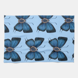 Elegant September Blue Sapphire Butterfly Mönster Kökshandduk