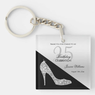 Elegant Sequin Stiletto, Silver & Black Birthday  