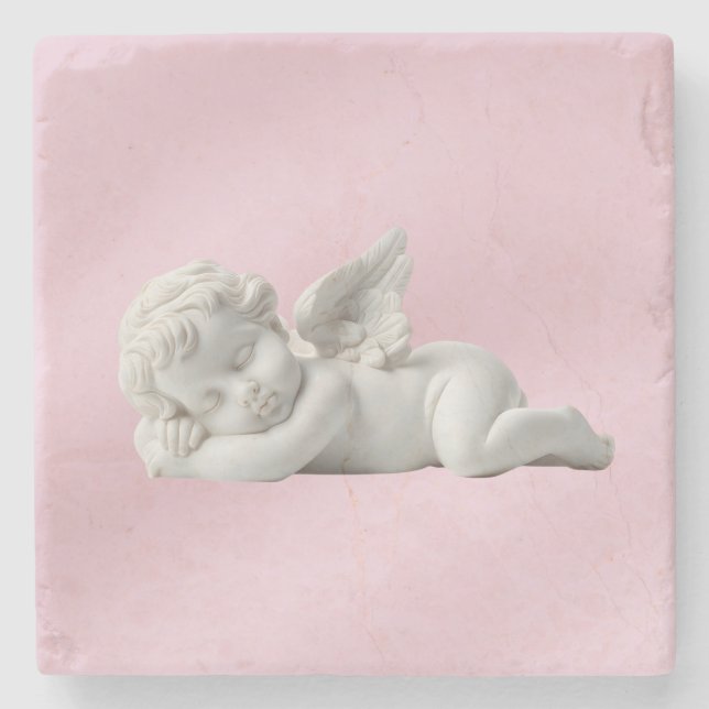 Elegant Serene Dreamy Pink White Stone Baby Angel Stenunderlägg (Framsidan)