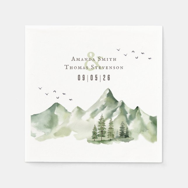 Elegant serene grönt bergslandskap pappersservett (Framsidan)