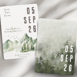 Elegant serene grönt bergslandskap spara datumet