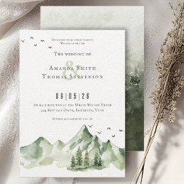 Elegant serene grönt montarium bröllop inbjudningar