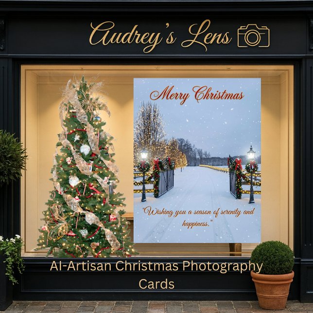 Elegant Serene Scene featuring Christmas lights  Kort (Skapare uppladdad)