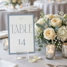 Elegant Serif Blue Gray Monogram Table Number Bordsnummer