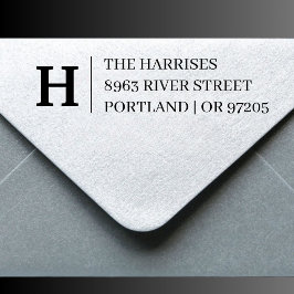 Elegant serif-bokstavsmonogramadressstämpel självfärgande stämpel