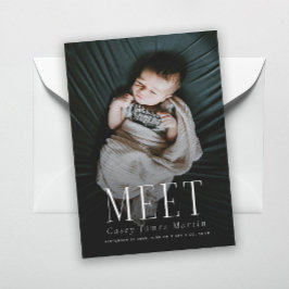 Elegant Serif Meet Baby Photo Birth Meddelande