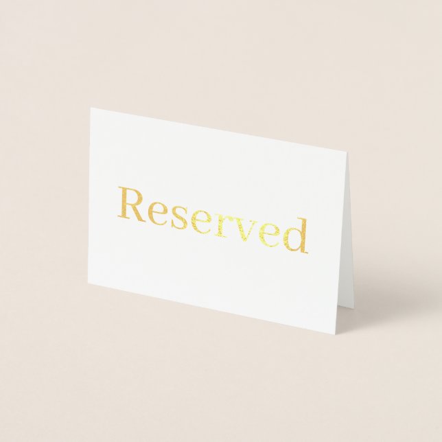 Elegant Serif Reserved Bröllop Bord ställe Folierat Kort (Framsida)