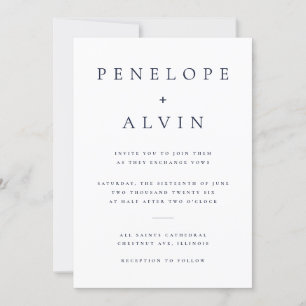 Elegant Serif Typography White Minimalist Bröllop Inbjudningar