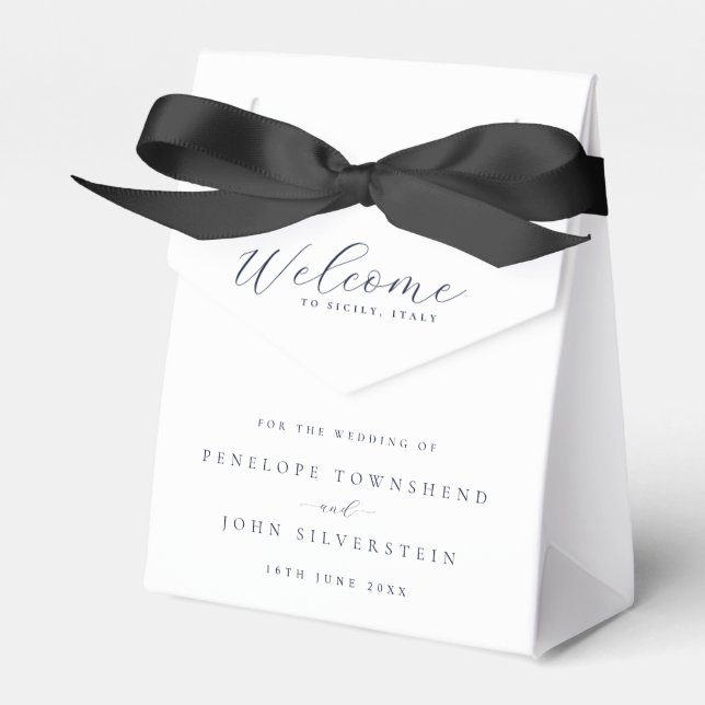 Elegant serifmanus skripttext Välkommen Bröllop Presentaskar (Framsidan Sidan)