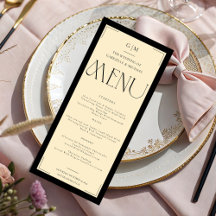 Elegant serifmonogram svart kräm bröllop