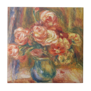 Elegant Shabby Chic Renoir Ros-målning Kakelplatta