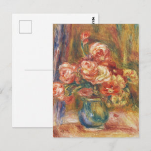 Elegant Shabby Chic Renoir Ros-målning Vykort