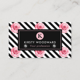 Elegant Shabby Chic Rosa och Svarta Rosor Mönster Visitkort