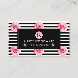 Elegant Shabby Chic Rosa och Svarta Rosor Mönster Visitkort