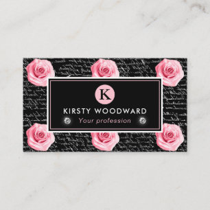Elegant Shabby Chic Rosa och Svarta Rosor Mönster Visitkort