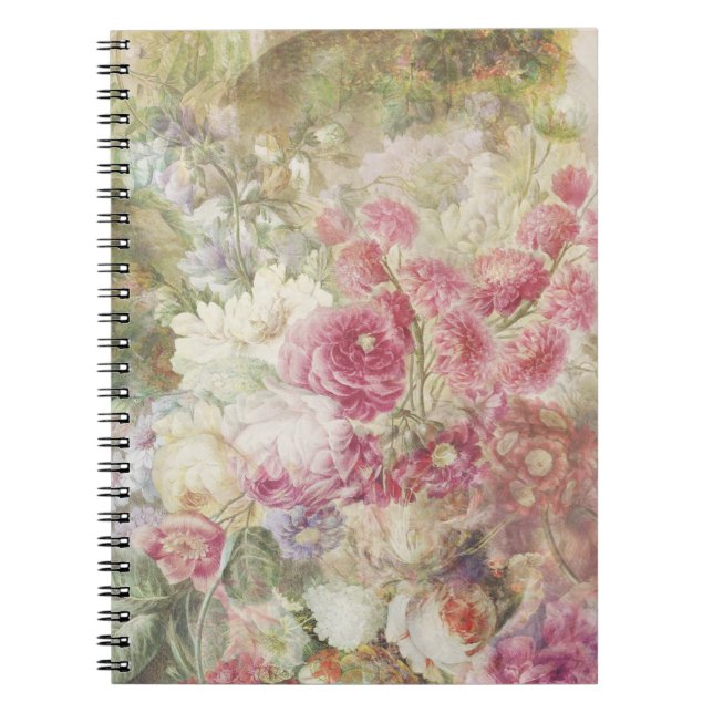 Elegant Shabby chic Vintage Blommigt Anteckningsbok (Framsidan)