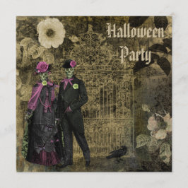 Elegant shabby chicskeletthalloween fest inbjudningar