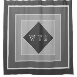 Elegant Shades of Grått Monogram Shower Curtain