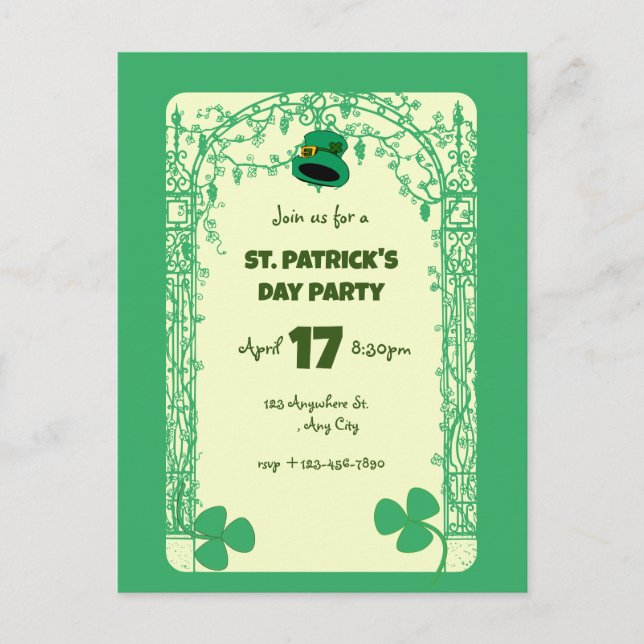 Elegant Shamrock Dekoration Ram St. Patricks Day Vykort (Framsida)